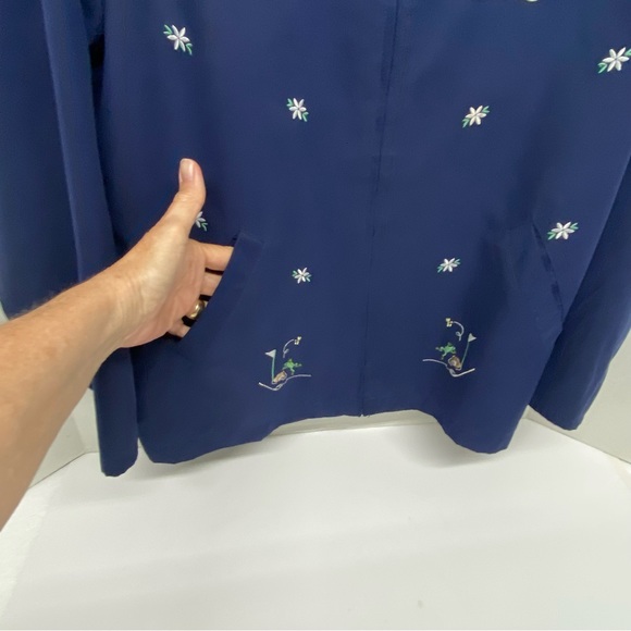 K T Golf Kenneth Tool Long Sleeve Large Jacket Embroidered Blue w/Frogs playing - Picture 5 of 13